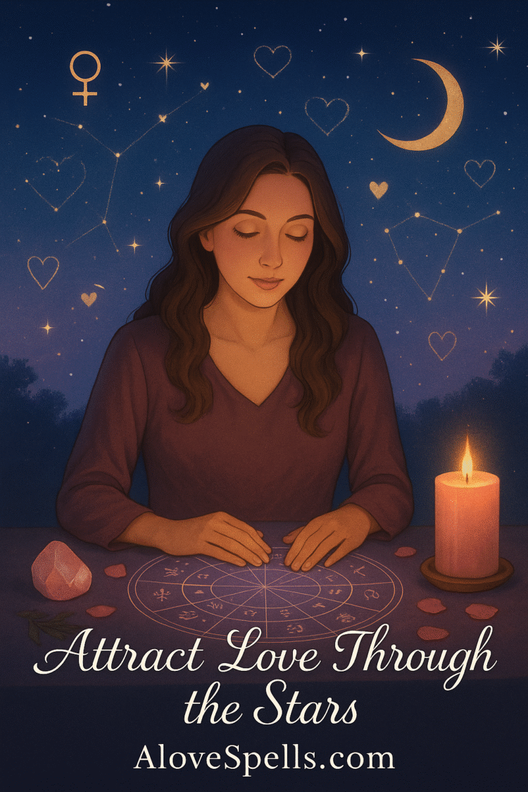 Woman reading astrology birth chart to manifest love and How to attract love with astrology
